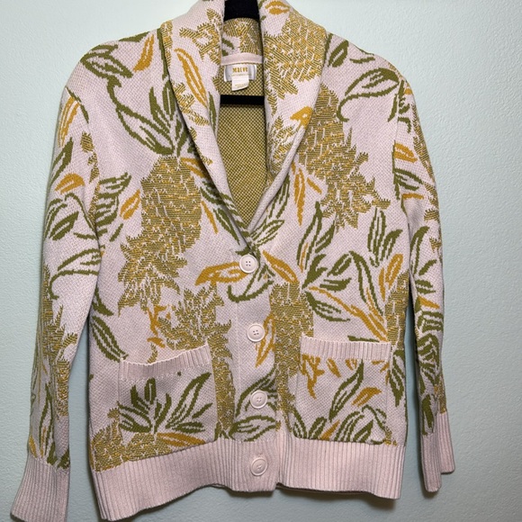 Anthropologie Maeve Pineapple-Print Cardigan size M - Picture 5 of 10